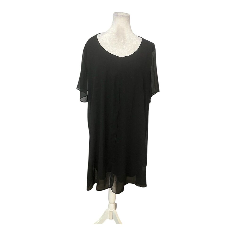 Arna York Collection Tunic Liv Overlay Black Short Sleeve Blouse Plus Size 22/24